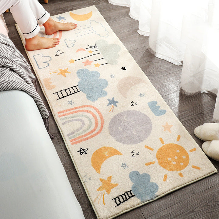 Lisslune | Beautiful Children's Room Rug Multi-colored Cartoon Printed Area Rug Lambswool Non-slip Machine Washable Rug