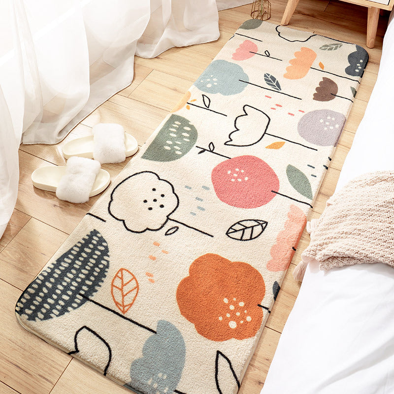 Lisslune | Relaxing Children's Carpet Multicolored Plant Pattern Indoor Carpet Polyester Non-Slip Backing Easy Care Carpet