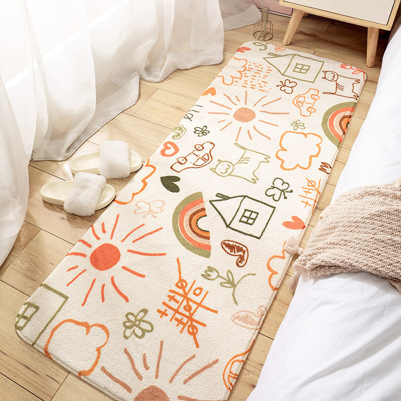 Lisslune | Relaxing Children's Carpet Multicolored Plant Pattern Indoor Carpet Polyester Non-Slip Backing Easy Care Carpet