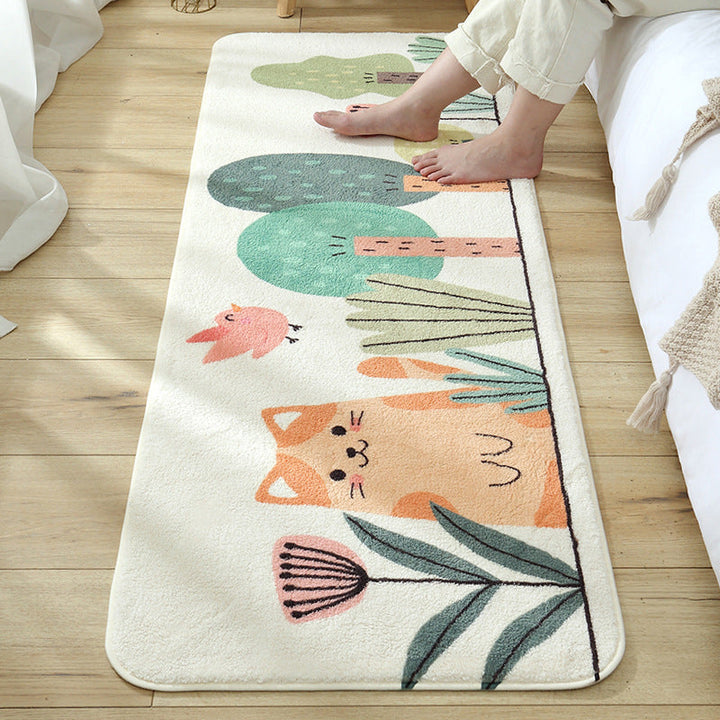 Lisslune | Relaxing Children's Carpet Multicolored Plant Pattern Indoor Carpet Polyester Non-Slip Backing Easy Care Carpet