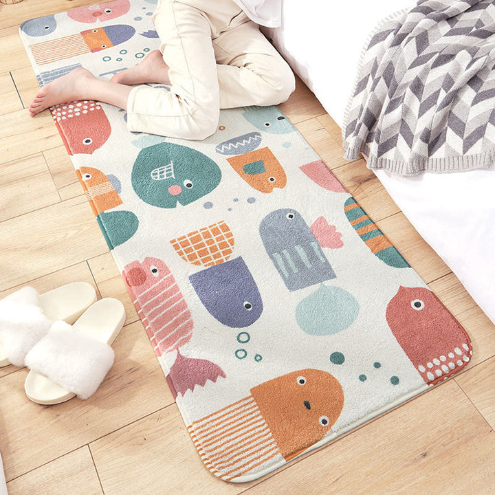 Lisslune | Relaxing Children's Carpet Multicolored Plant Pattern Indoor Carpet Polyester Non-Slip Backing Easy Care Carpet