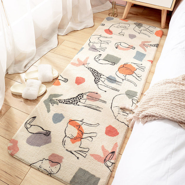 Lisslune | Relaxing Children's Carpet Multicolored Plant Pattern Indoor Carpet Polyester Non-Slip Backing Easy Care Carpet