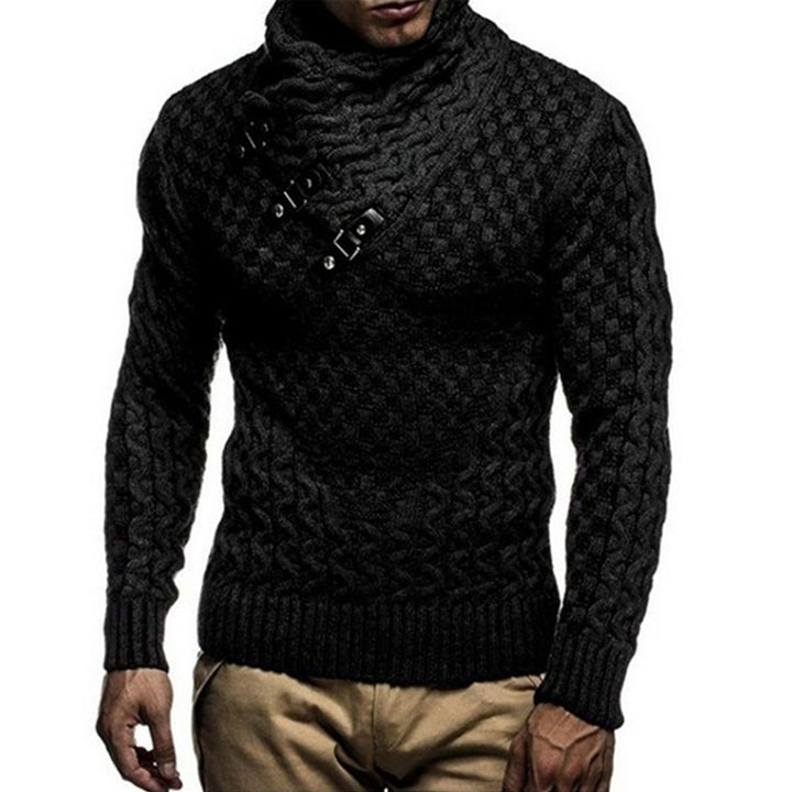 Men's knitted sweater with innovative high collar and textured pattern Lisslune