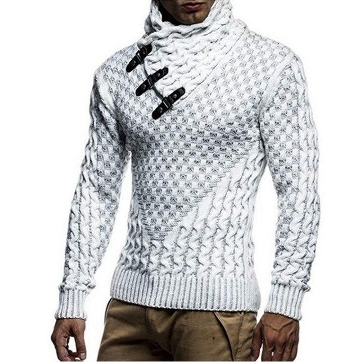 Men's knitted sweater with innovative high collar and textured pattern Lisslune