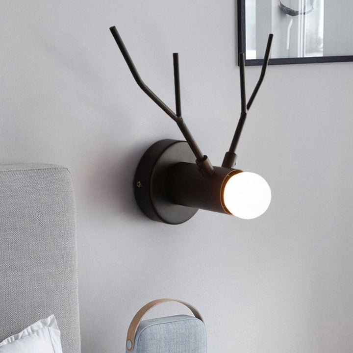 Skørter | 1 Metal Wall Lamp Classic Black Exposed Bulb Indoor Wall Lamp Light Fixture with Deer Design