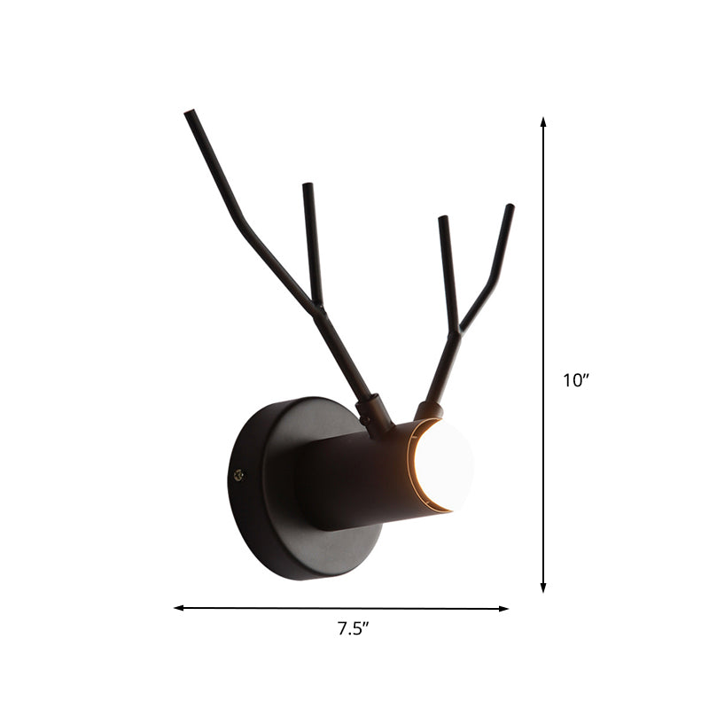Skørter | 1 Metal Wall Lamp Classic Black Exposed Bulb Indoor Wall Lamp Light Fixture with Deer Design