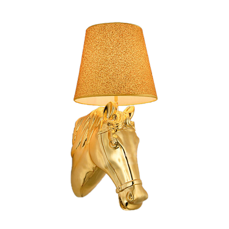 Skørter | Metallic Horse Head Motif Wall Lamp Classic 1 Light Wall Mounted Lamp in Gold, 8.5"/12" W