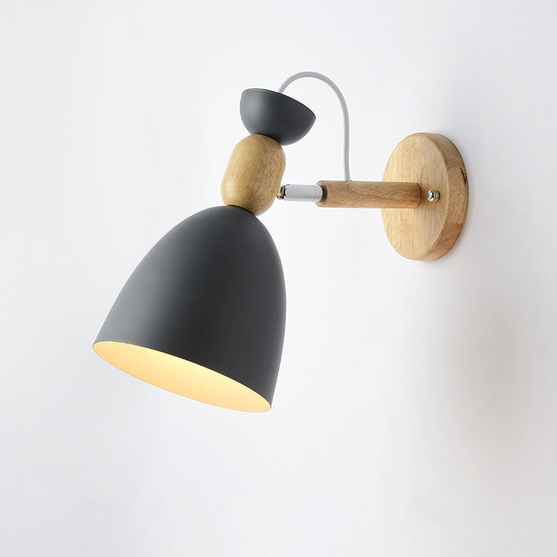 Skørter | Rotating Shadow Children's Room Wall Lamp Metal 1 Lamp Macaron Reading Wall Light with Wood Decoration