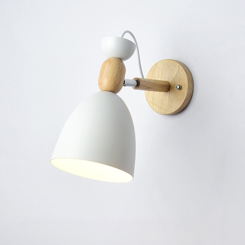 Skørter | Rotating Shadow Children's Room Wall Lamp Metal 1 Lamp Macaron Reading Wall Light with Wood Decoration
