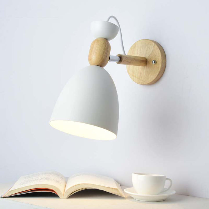 Skørter | Rotating Shadow Children's Room Wall Lamp Metal 1 Lamp Macaron Reading Wall Light with Wood Decoration