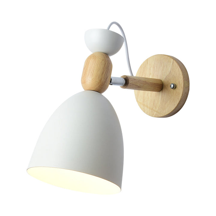 Skørter | Rotating Shadow Children's Room Wall Lamp Metal 1 Lamp Macaron Reading Wall Light with Wood Decoration