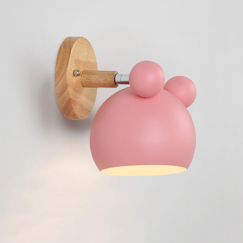 Skørter | Rotating Shadow Children's Room Wall Lamp Metal 1 Lamp Macaron Reading Wall Light with Wood Decoration