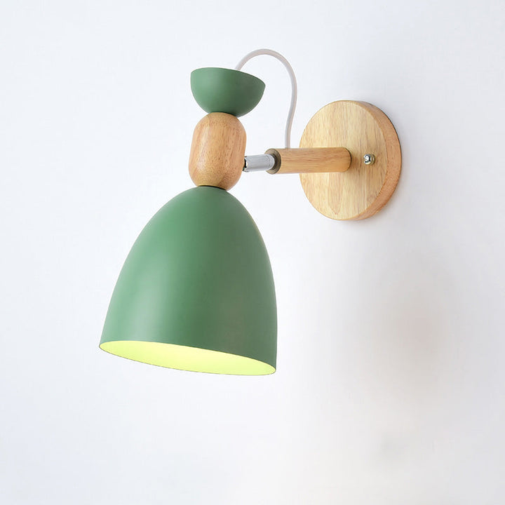 Skørter | Rotating Shadow Children's Room Wall Lamp Metal 1 Lamp Macaron Reading Wall Light with Wood Decoration