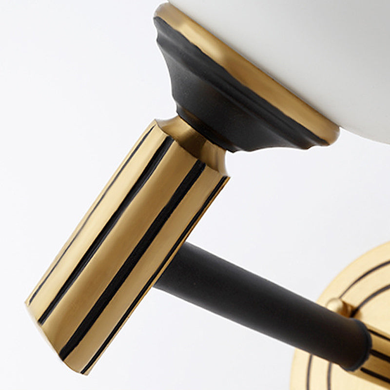 Skørter | Vintage Conical Wall Lamp 1/2-Cup Frosted Glass Wall Candle Holder Lighting in Black-Gold for Hall