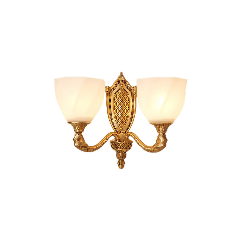 Skørter | 1/2 Lichten Frosted Glass Wall Lamp Retro Gold Dome Entrance Wall Lamp with Metal Curled Arm