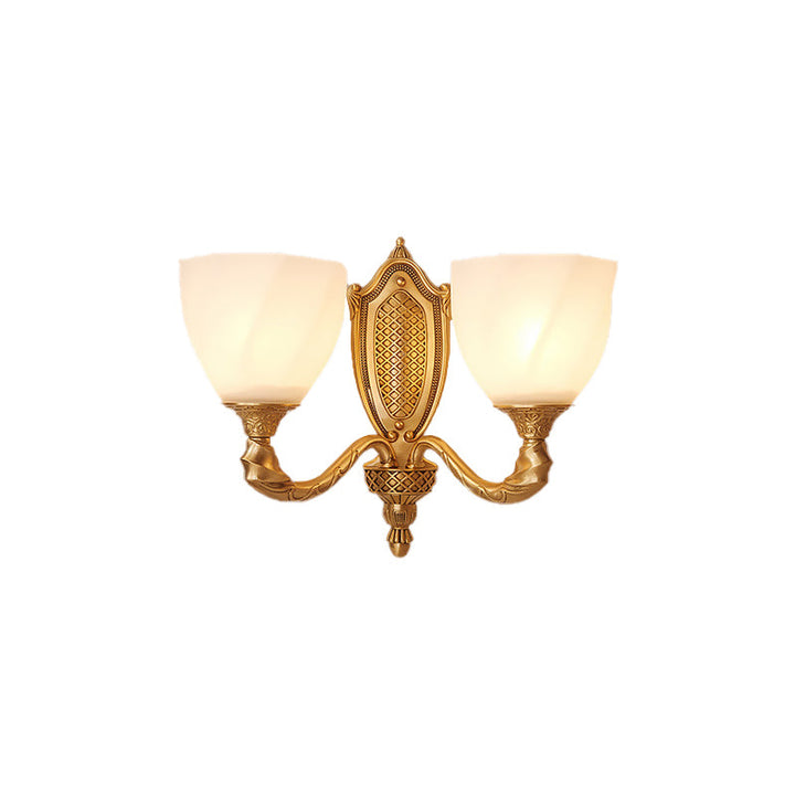 Skørter | 1/2 Lichten Frosted Glass Wall Lamp Retro Gold Dome Entrance Wall Lamp with Metal Curled Arm