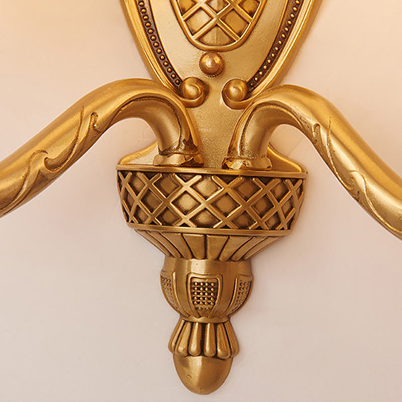 Skørter | 1/2 Lichten Frosted Glass Wall Lamp Retro Gold Dome Entrance Wall Lamp with Metal Curled Arm