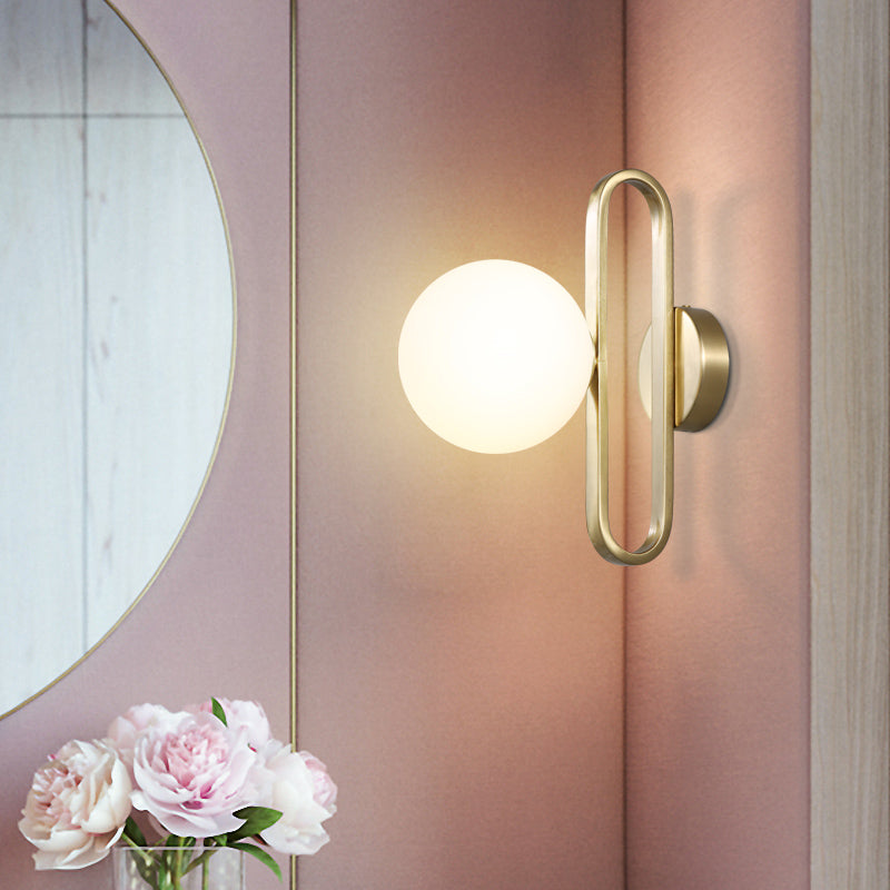 Skørter | Single Head Globe Wall Light Traditional Gold Frosted Glass Shade Sconce Light for Dining Room, 5"/6" Width