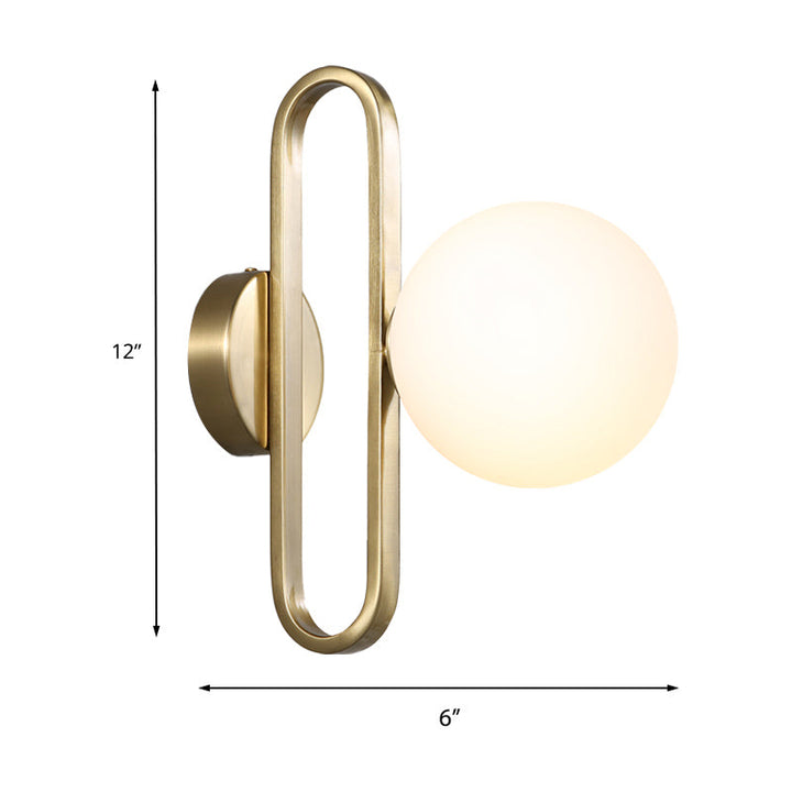Skørter | Single Head Globe Wall Light Traditional Gold Frosted Glass Shade Sconce Light for Dining Room, 5"/6" Width