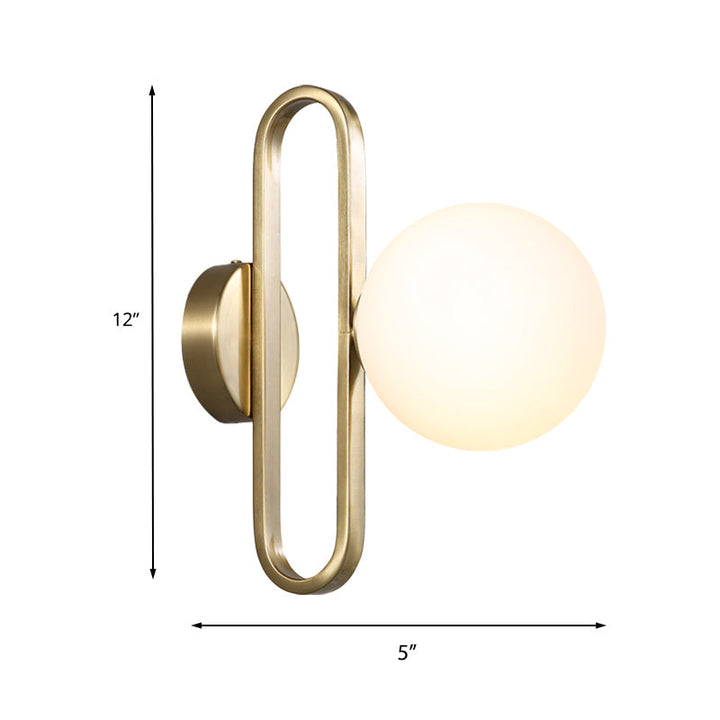 Skørter | Single Head Globe Wall Light Traditional Gold Frosted Glass Shade Sconce Light for Dining Room, 5"/6" Width