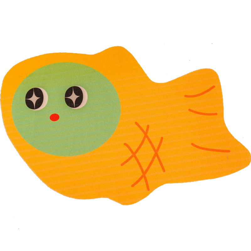 Lisslune | Irregular Shape Fish Print Rug Yellow Contemporary Indoor Rug Synthetic Non-Slip Back Washable Rug for Decoration