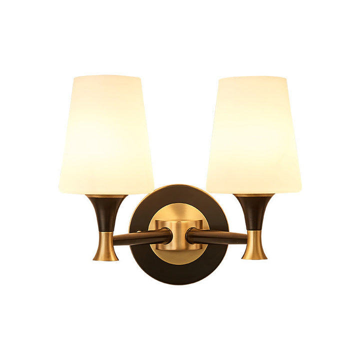 Skørter | Tapered Bedroom Wall Lighting Retro Matte Glass 1/2-Light Black Wall Lamp with Metal Clean-Lined Arm