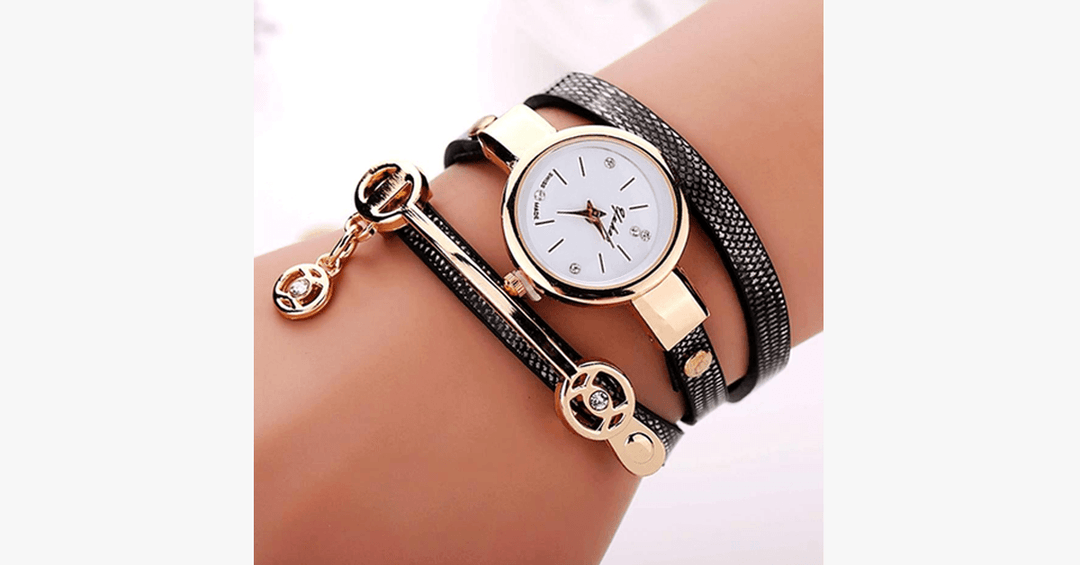 Lisslune | Gold Charm Wrap Watch - Multicolored vegan leather watch for stylish people