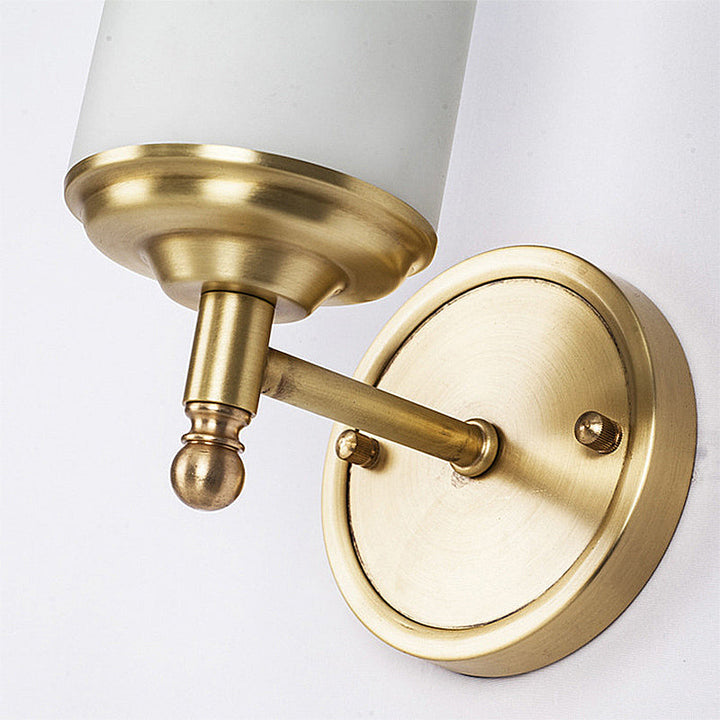 Skørter | Brass Cylindrical Wall Light Retro Milk Glass Shade 1-Light Hallway Wall Light with Straight Arm