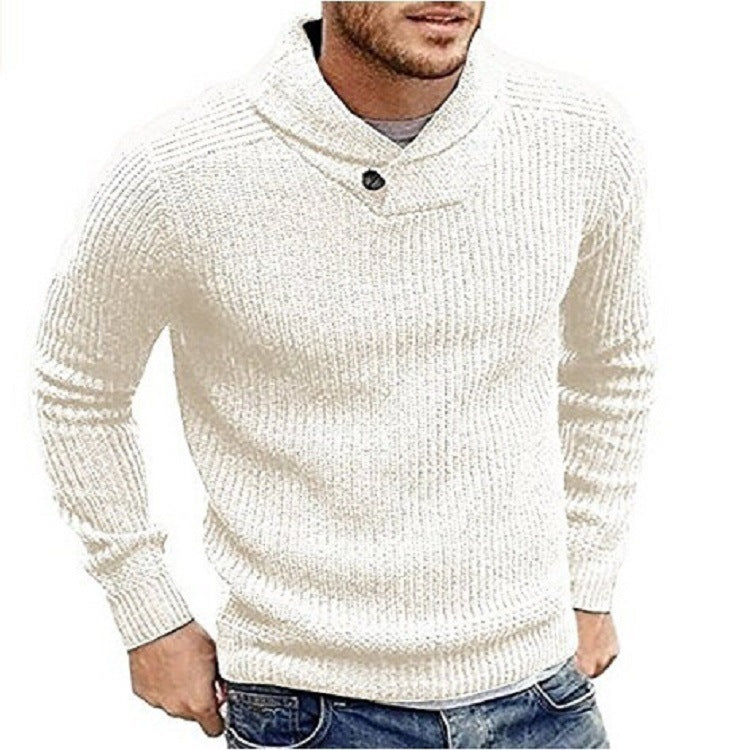 Men's chunky knit turtleneck sweater with button details Lisslune
