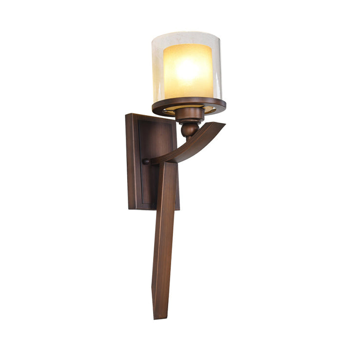 Skørter | Double-layered glass brown wall cylinder 1-lamp vintage wall light for bedroom