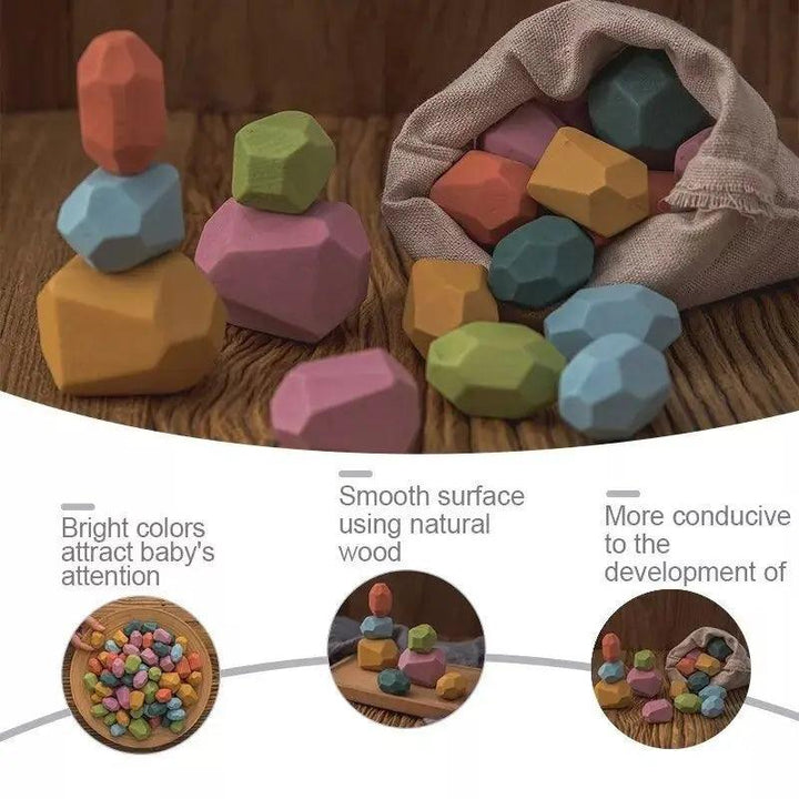 Lisslune | Colorful Wooden Building Blocks Set for Creative Learning and Logical Development