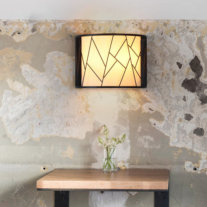 Skørter | Modern Half-Cylinder Wall Light 2-Light Fabric Wire Frame Shade Wall Light in Black