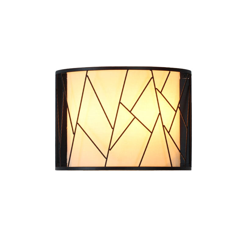Skørter | Modern Half-Cylinder Wall Light 2-Light Fabric Wire Frame Shade Wall Light in Black