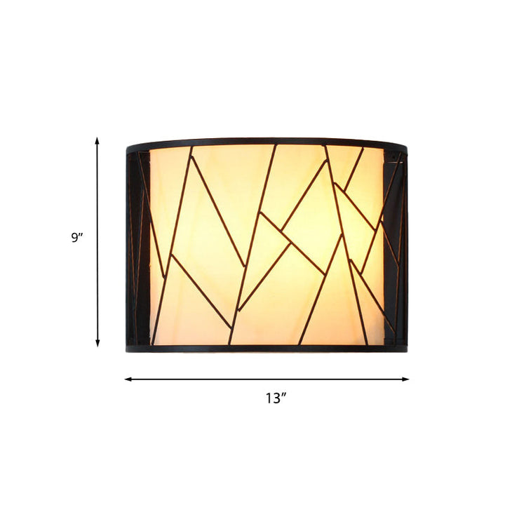 Skørter | Modern Half-Cylinder Wall Light 2-Light Fabric Wire Frame Shade Wall Light in Black