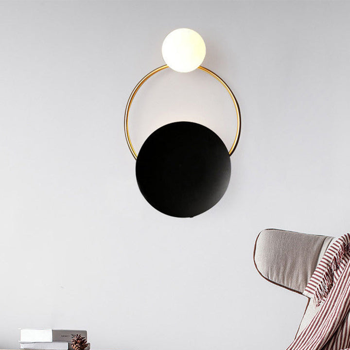 Skørter | 2-Lamp Opal Glass Wall Light Vintage Style Black Ball Bedroom Wall Light with Round Plate