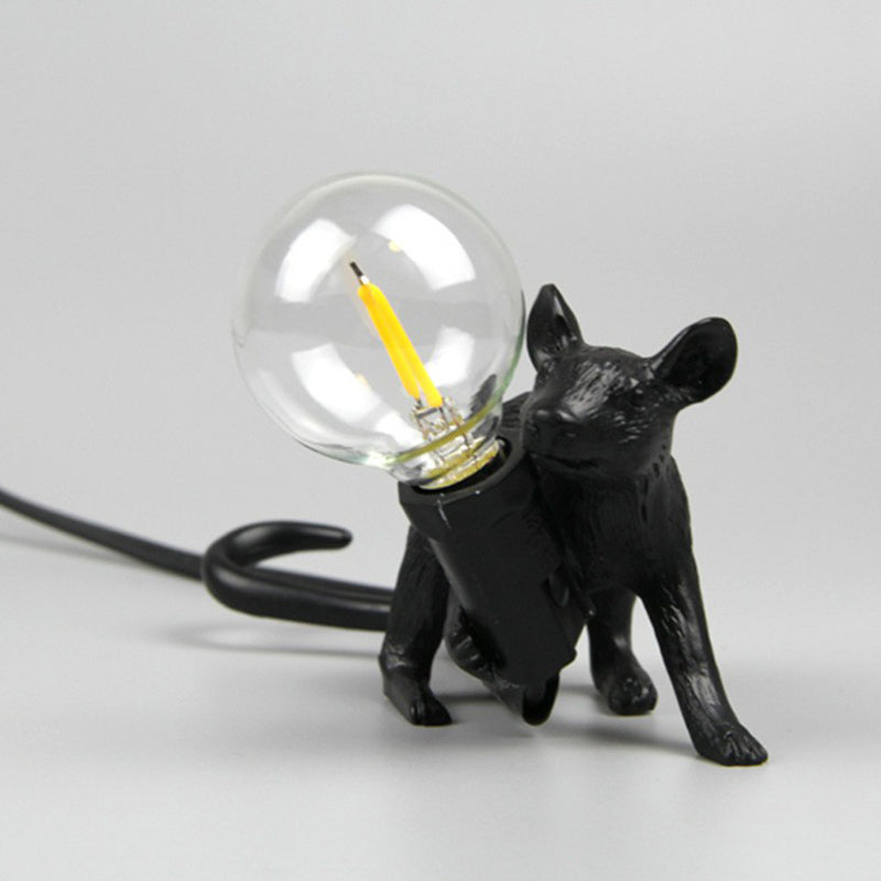 Lisslune | Decorative Bare Bulb Table Lamp Resin 1-Lamp Bedroom Nightstand Lamp with Mouse Foot