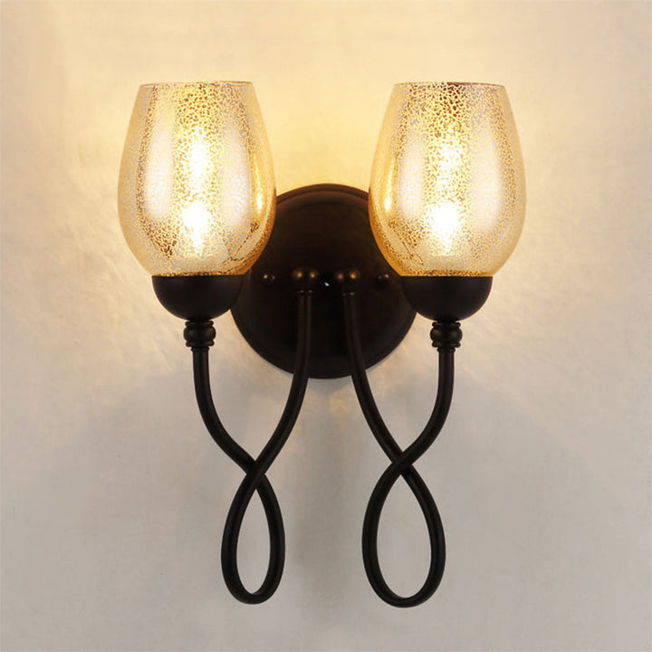 Skørter | 1/2-Pear Hand-blown Glass Wall Light Traditional Black Bowl Shade Dining Room Wall Lamp Light