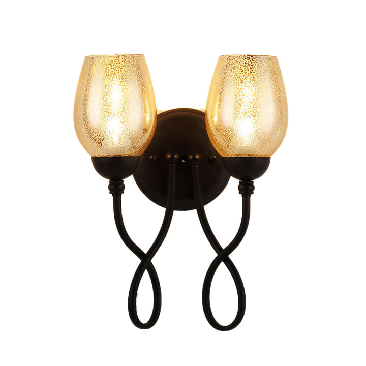 Skørter | 1/2-Pear Hand-blown Glass Wall Light Traditional Black Bowl Shade Dining Room Wall Lamp Light