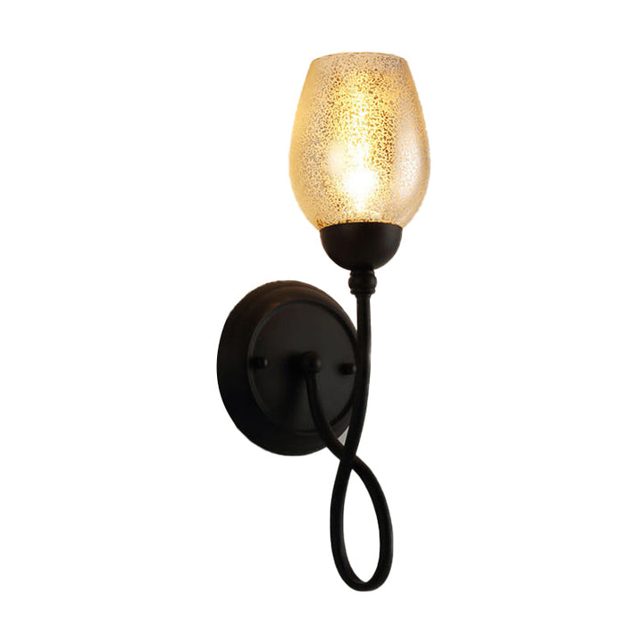 Skørter | 1/2-Pear Hand-blown Glass Wall Light Traditional Black Bowl Shade Dining Room Wall Lamp Light