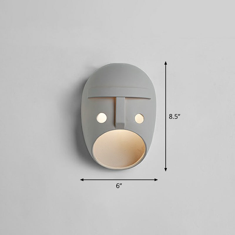 Skørter | Decorative Funny Facial Expression Wall Lamp Resin Bedroom LED Wall-Mounted Lighting in Gray
