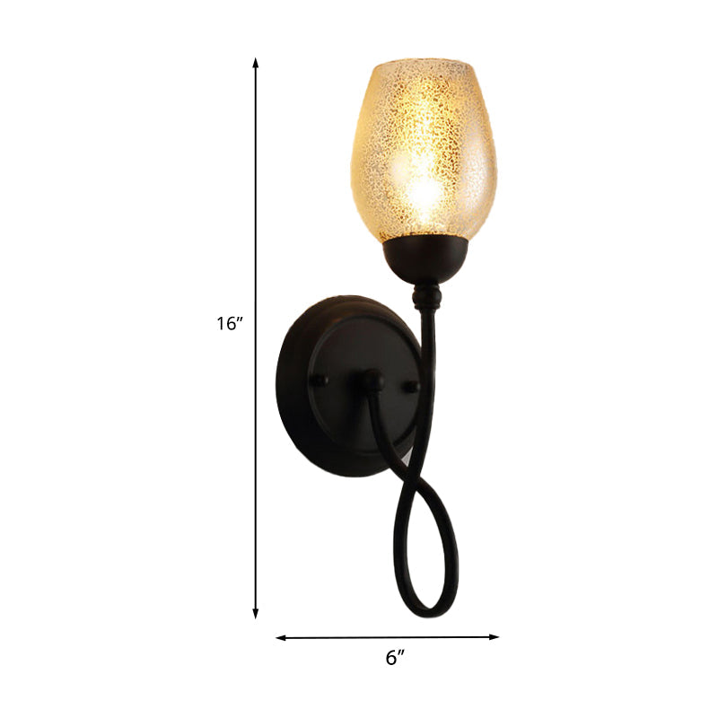 Skørter | 1/2-Pear Hand-blown Glass Wall Light Traditional Black Bowl Shade Dining Room Wall Lamp Light