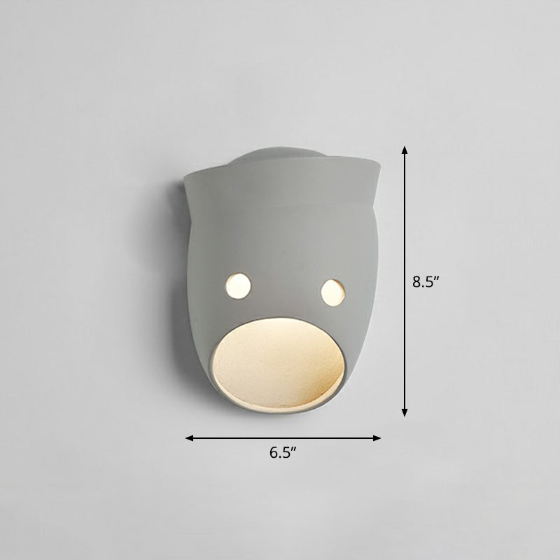 Skørter | Decorative Funny Facial Expression Wall Lamp Resin Bedroom LED Wall-Mounted Lighting in Gray