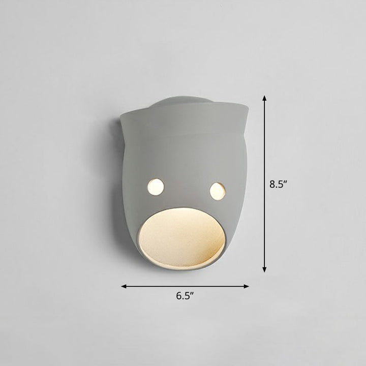 Skørter | Decorative Funny Facial Expression Wall Lamp Resin Bedroom LED Wall-Mounted Lighting in Gray