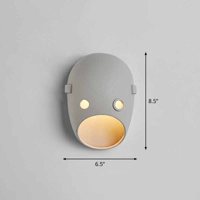 Skørter | Decorative Funny Facial Expression Wall Lamp Resin Bedroom LED Wall-Mounted Lighting in Gray