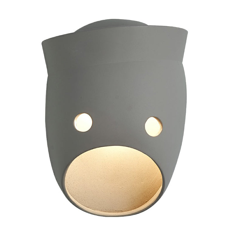 Skørter | Decorative Funny Facial Expression Wall Lamp Resin Bedroom LED Wall-Mounted Lighting in Gray