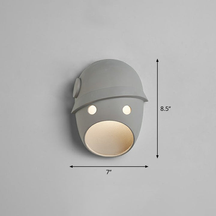 Skørter | Decorative Funny Facial Expression Wall Lamp Resin Bedroom LED Wall-Mounted Lighting in Gray