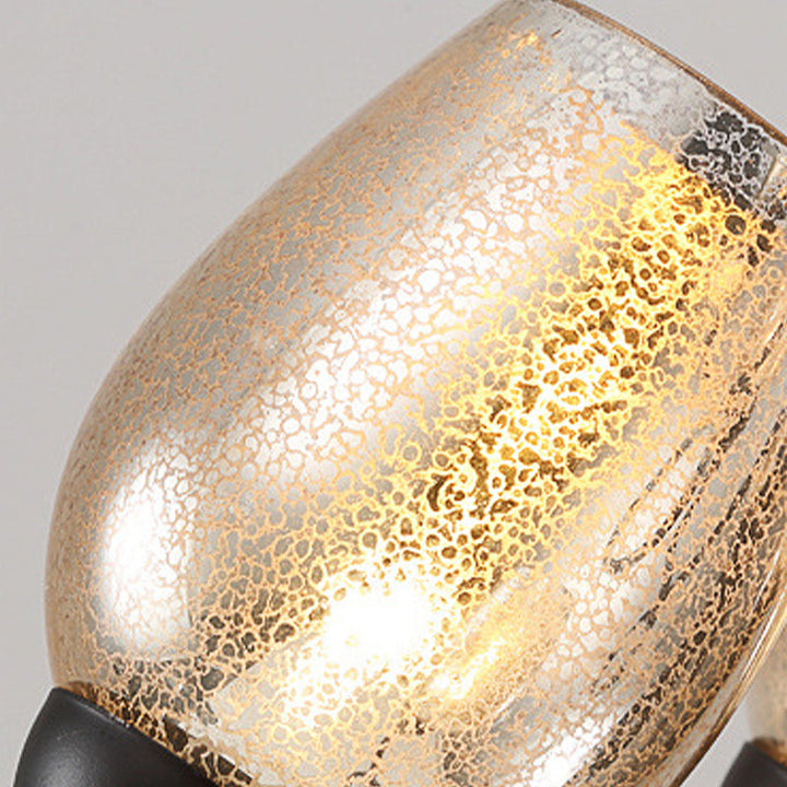 Skørter | 1/2-Pear Hand-blown Glass Wall Light Traditional Black Bowl Shade Dining Room Wall Lamp Light