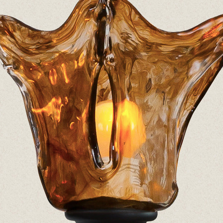 Skørter | Single-Head Wall Light with Flower Glass Shade Modern Living Room Wall Light in Tan