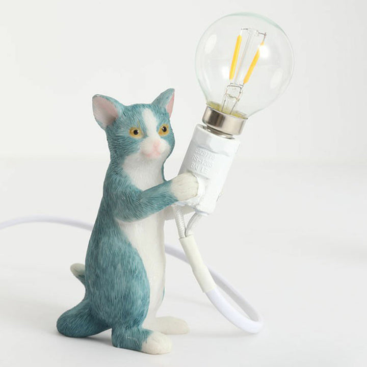 Lisslune | Kitten Nightstand Lamp Decorative Resin 1 Bulb Kids Room Nightstand Lamp