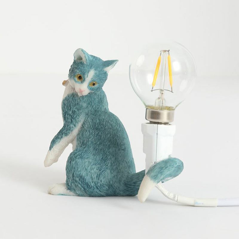 Lisslune | Kitten Nightstand Lamp Decorative Resin 1 Bulb Kids Room Nightstand Lamp